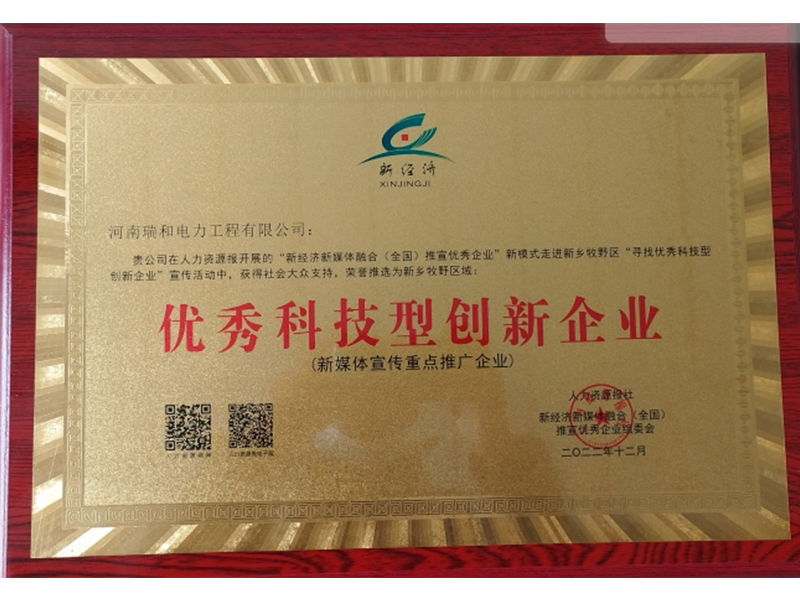 瑞和電力再獲榮譽，助力新鄉(xiāng)地區(qū)**科技型創(chuàng)新企業(yè)發(fā)展